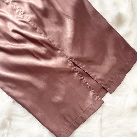 Mauve Blush Pink Rose Satin Padded Two Piece Skirt Dress Set Size Small - Picture 12 of 12